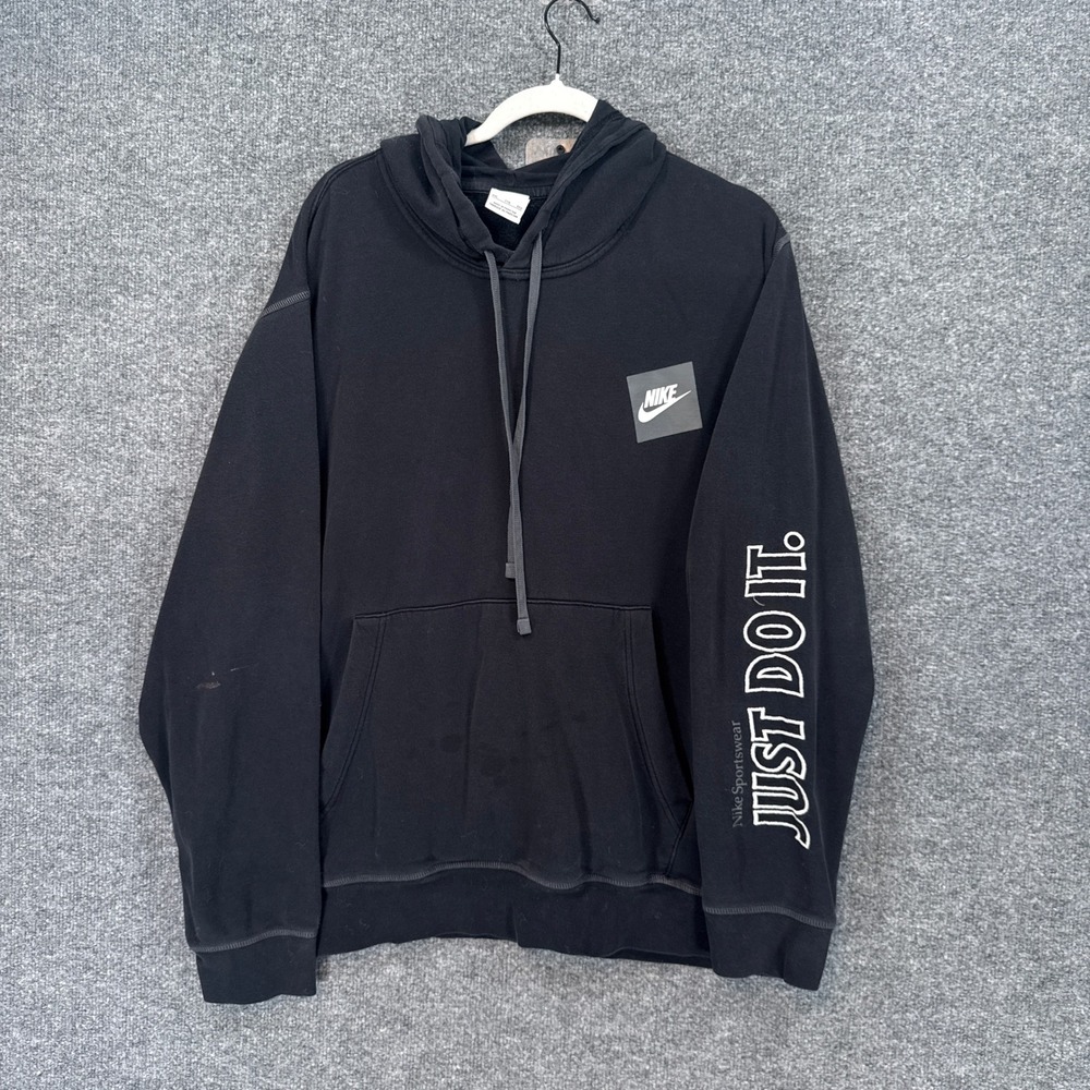 Nike Hoodie Mens XXL Black Just Do It Graphic Pullover Sweatshirt Activewear